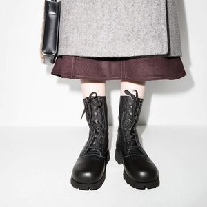 JIL SANDER JS37266A172 black leather lace-up chunky Combat Boots sz 40EU NWT